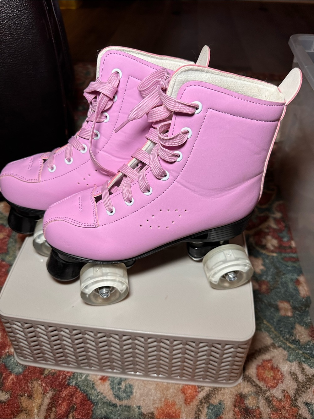 Bubblegum Pink Retro Quad Roller Skates